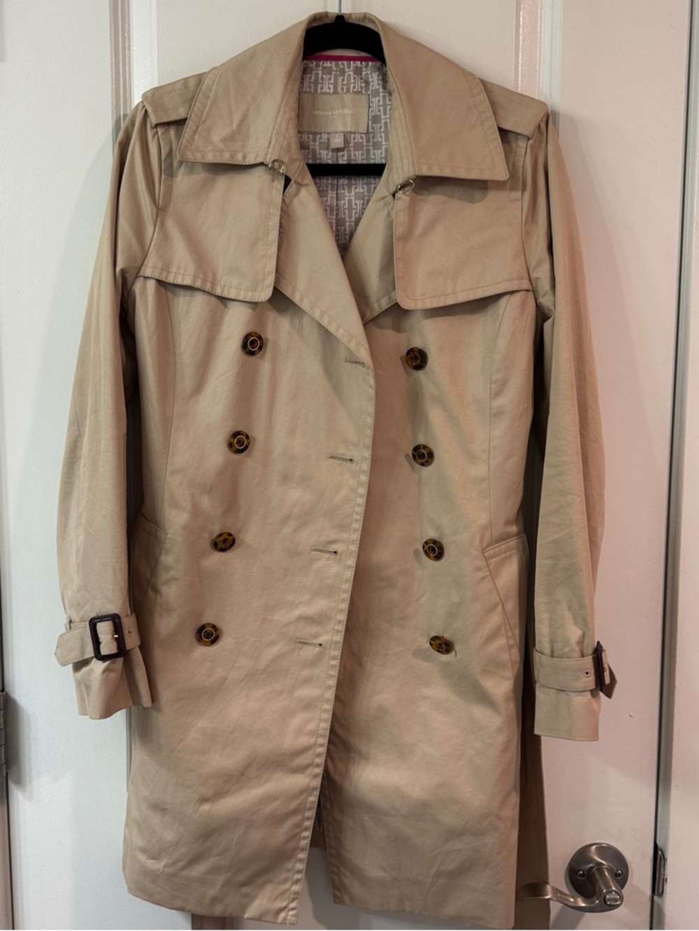 Banana Republic Tan Double-Breasted Trench Coat